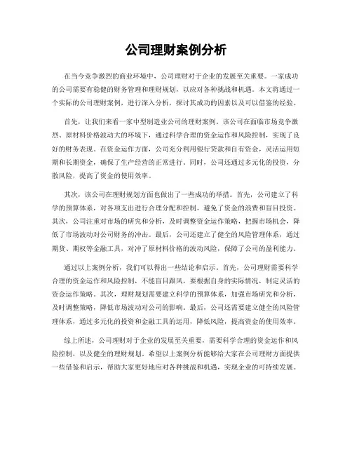 公司理财案例分析