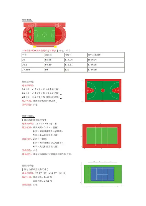 各种塑胶球场标准尺寸