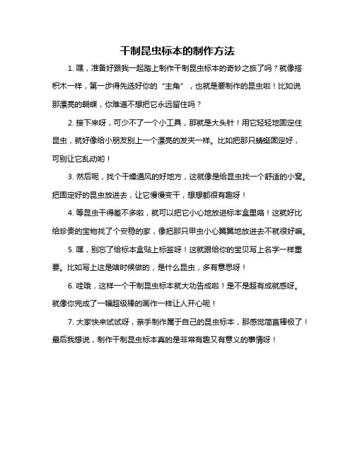 干制昆虫标本的制作方法