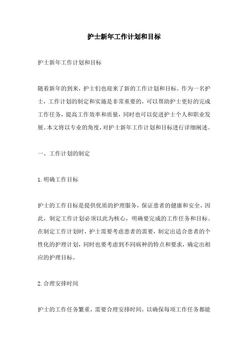 护士新年工作计划和目标