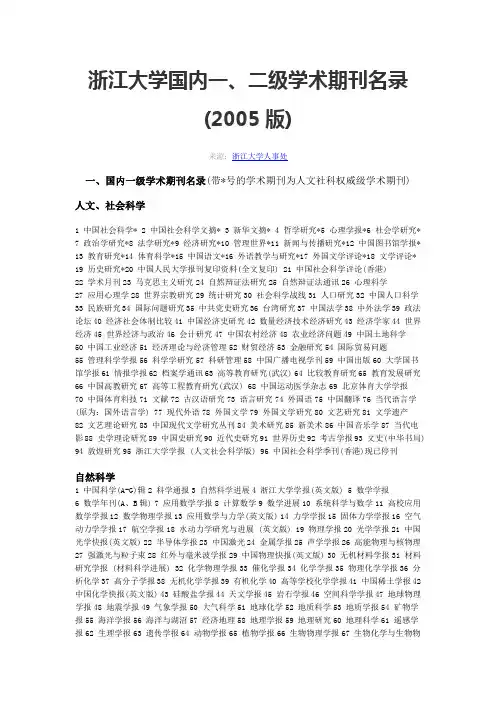 人事部一、二级期刊目录(浙大 2005)