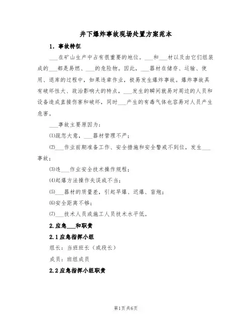 井下爆炸事故现场处置方案范本(二篇)