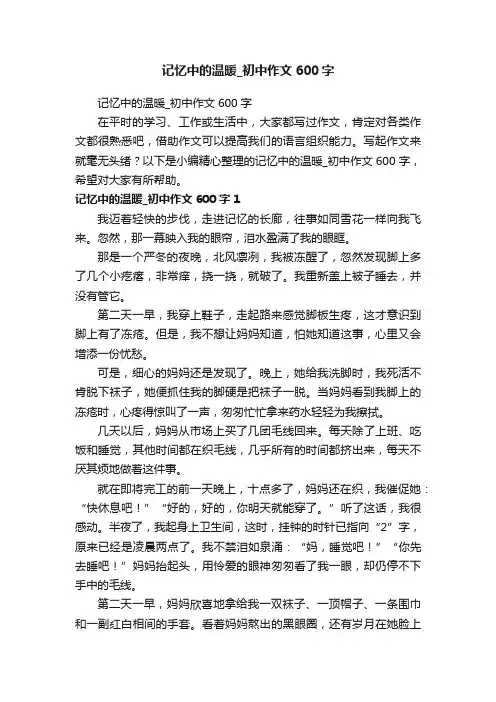 记忆中的温暖_初中作文600字