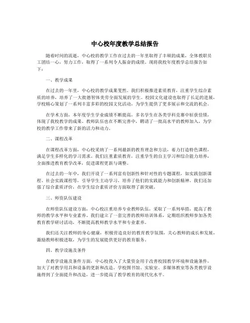 中心校年度教学总结报告