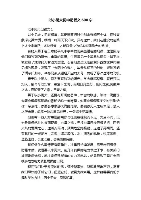 以小见大初中记叙文600字
