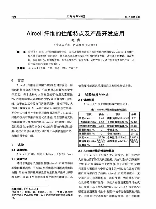 Aircell纤维的性能特点及产品开发应用