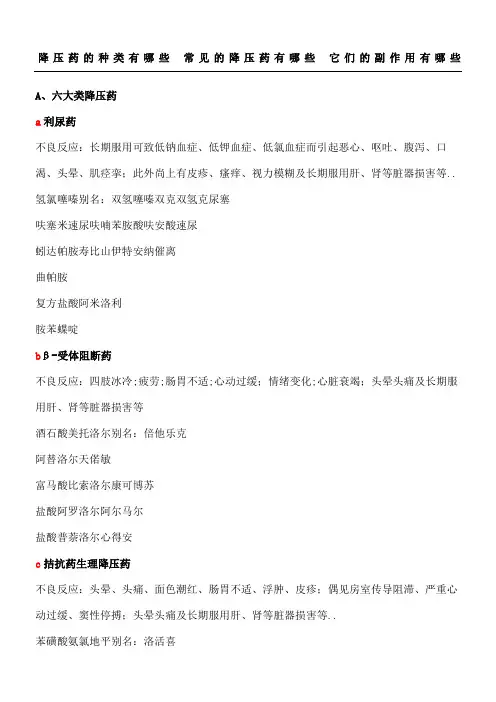 常用抗高血压药的分类及应用