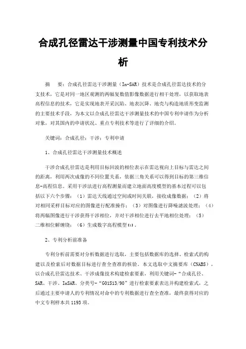 合成孔径雷达干涉测量中国专利技术分析