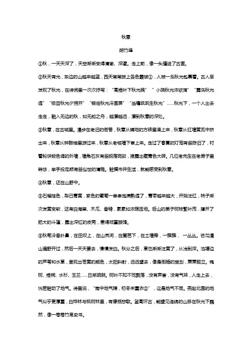 胡竹峰秋意阅读理解