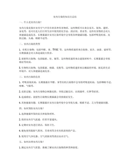 室内污染的知识点总结