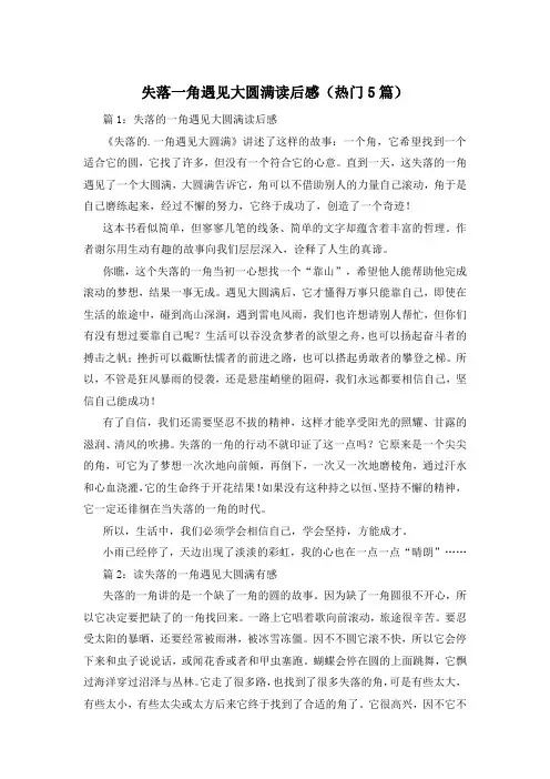 失落一角遇见大圆满读后感(热门5篇)