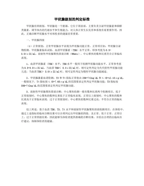 甲状腺级别的判定标准
