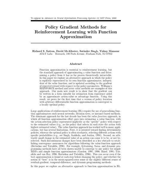 Policy gradient methods for reinforcement learning with function approximation