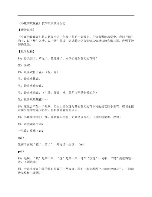 《小鹿的玫瑰花》教学案例及评析思