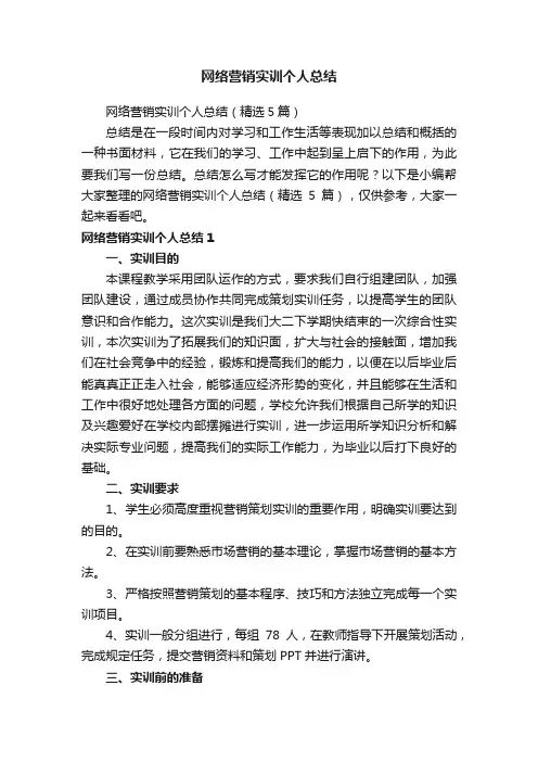 网络营销实训个人总结