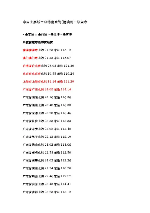 全球城市经纬度查询