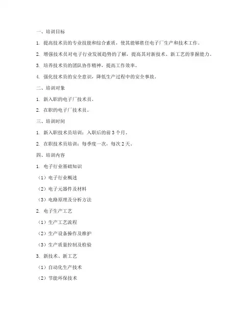 电子厂技术员培训计划方案