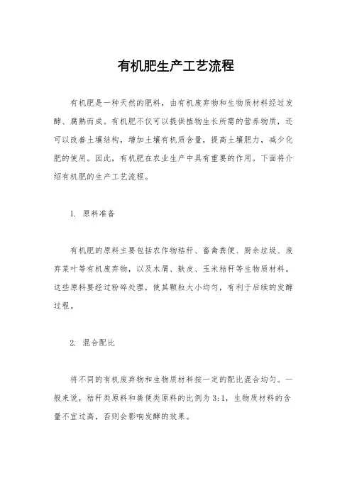 有机肥生产工艺流程