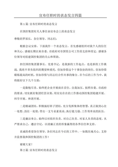 宣布任职时的表态发言四篇