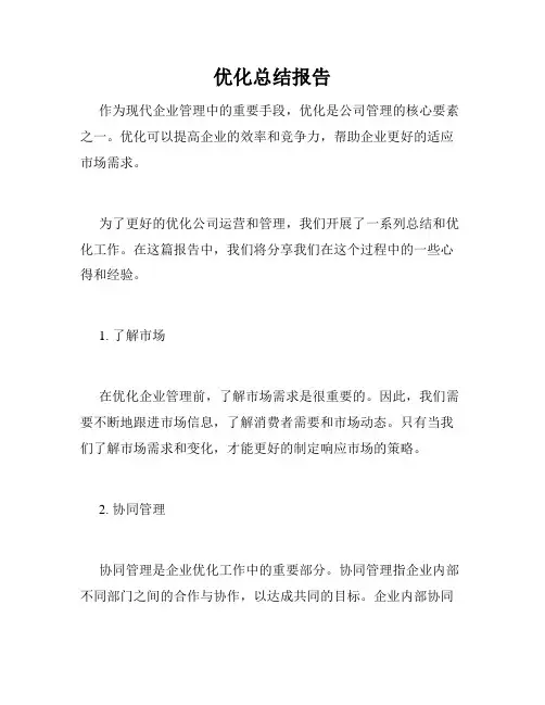 优化总结报告