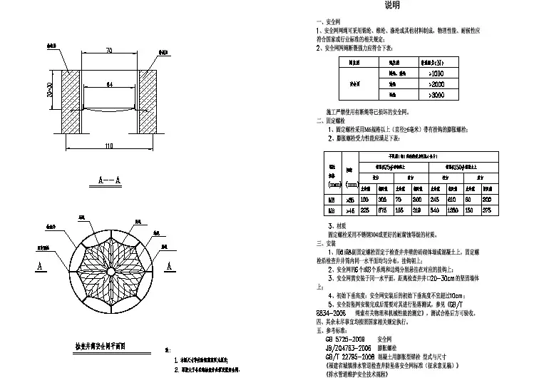 检查井安全防坠网做法大样