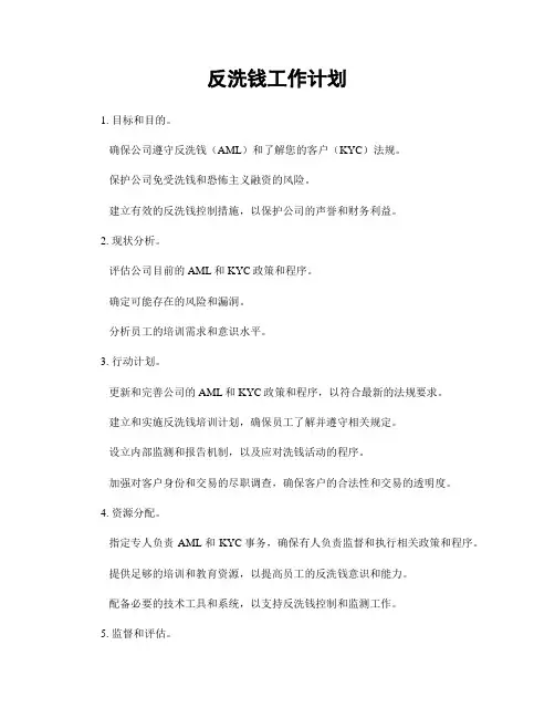 反洗钱工作计划