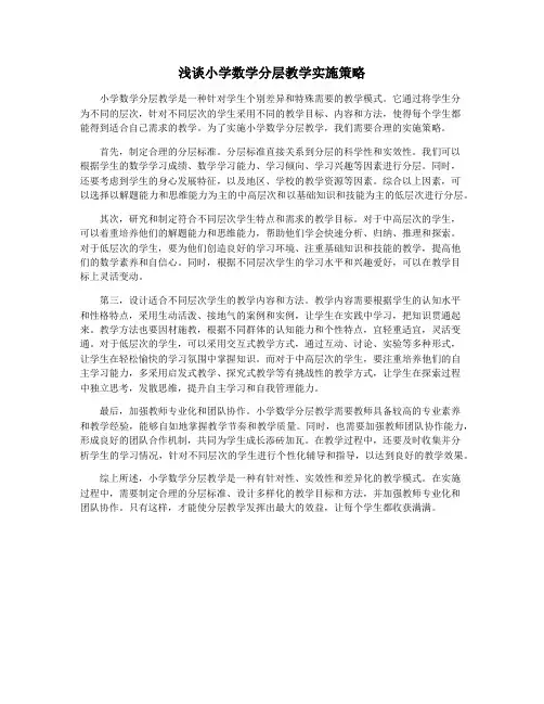 浅谈小学数学分层教学实施策略