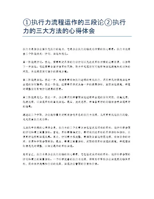 ①执行力流程运作的三段论②执行力的三大方法的心得体会