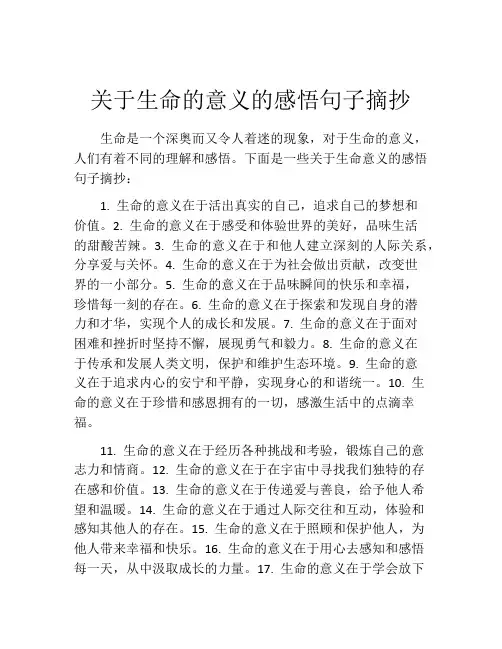 关于生命的意义的感悟句子摘抄