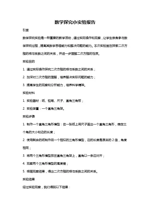 数学探究小实验报告