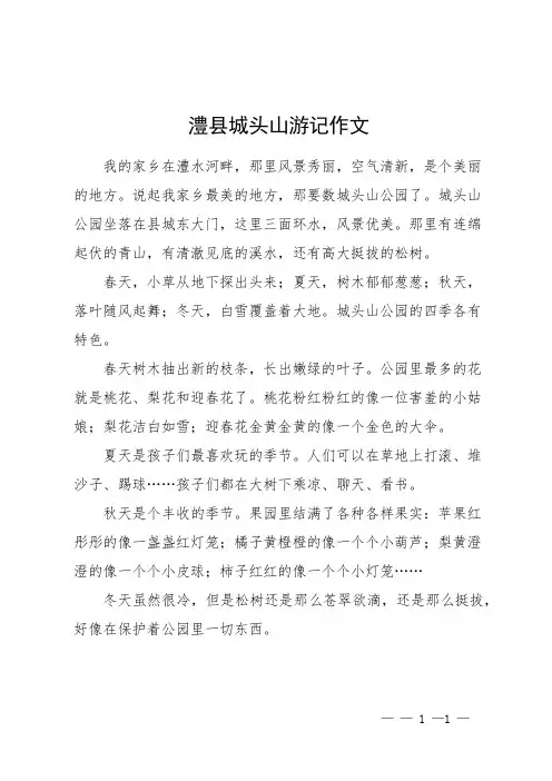 澧县城头山游记作文
