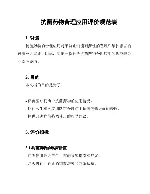 抗菌药物合理应用评价规范表
