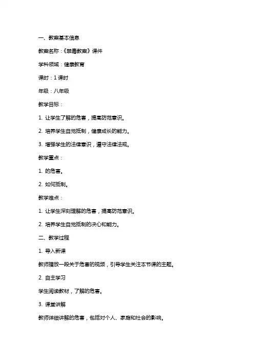 《禁毒教案》课件