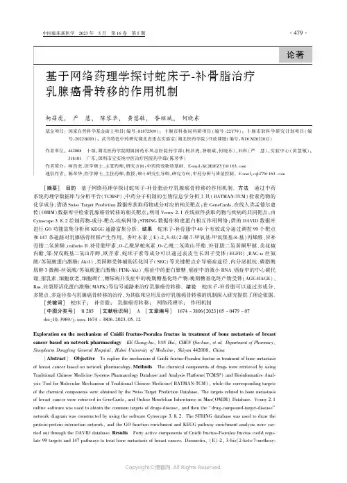 基于网络药理学探讨蛇床子-补骨脂治疗乳腺癌骨转移的作用机制