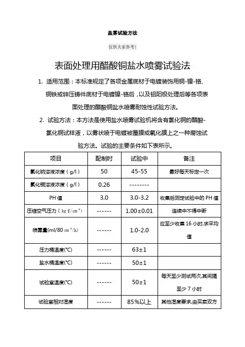 不锈钢盐雾试验方法