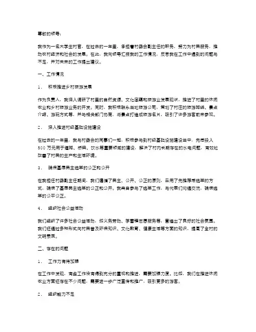 大学生村官的述职报告范文2