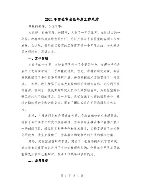 2024年实验室主任年度工作总结(二篇)