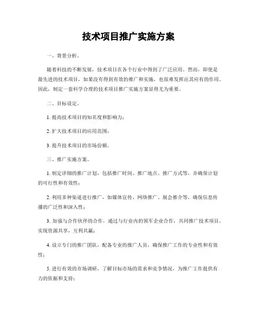 技术项目推广实施方案