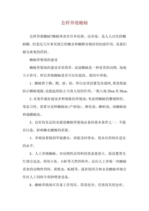 怎样养殖蟾蜍