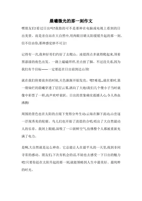 晨曦微光的那一刻作文