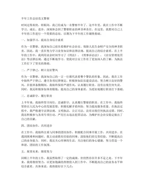 半年工作总结范文警察