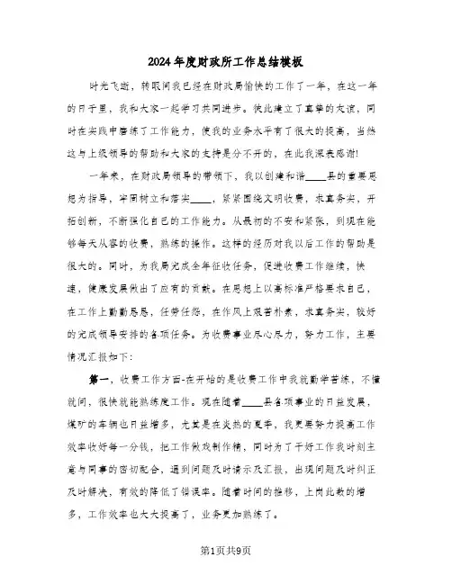 2024年度财政所工作总结模板(五篇)