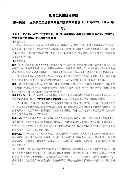 [整理版]世界近代史阶段特点