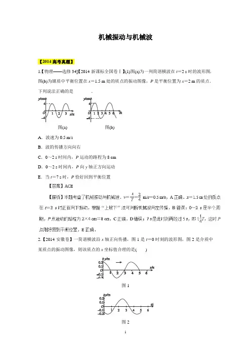近6年高考物理真题 《机械振动及机械波》Word版含解析