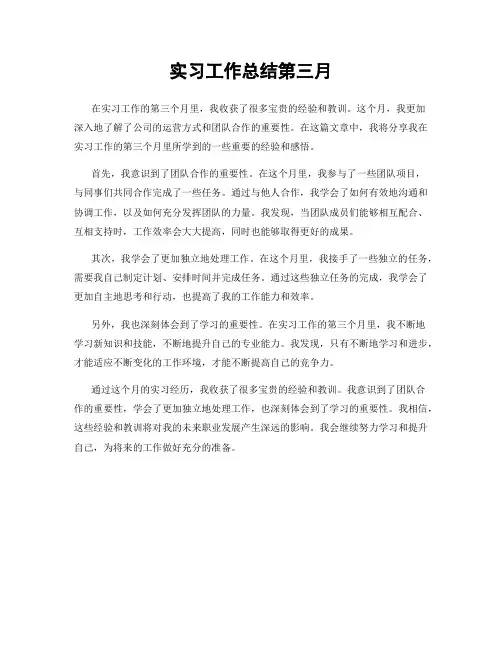 实习工作总结第三月