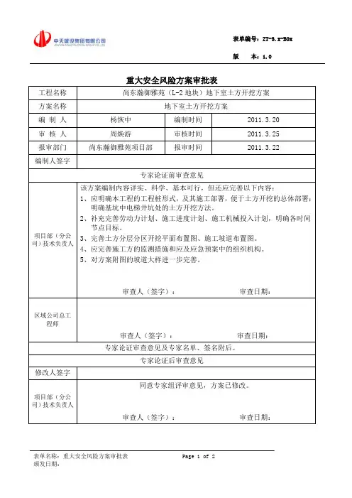 重大危险方案审批表