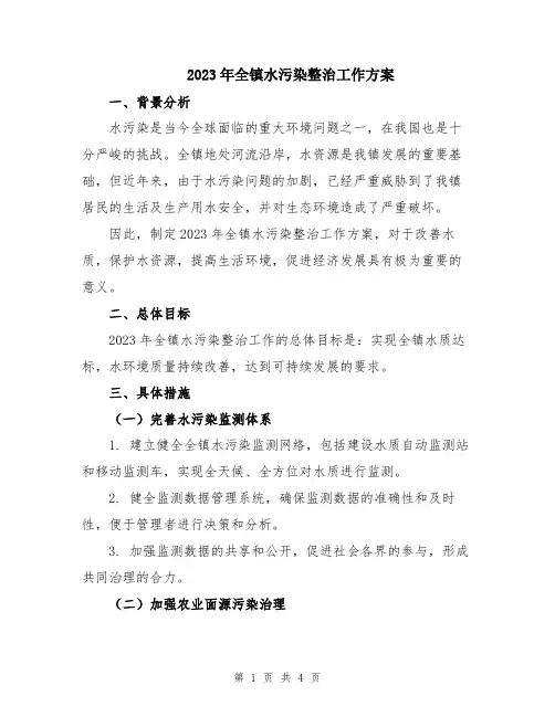 2023年全镇水污染整治工作方案