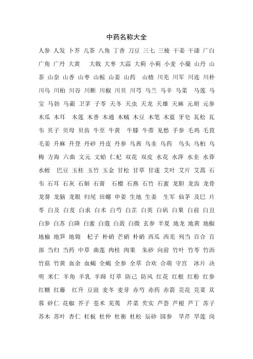 中药名称大全