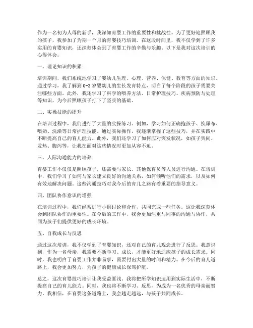 育婴技巧培训心得体会范文