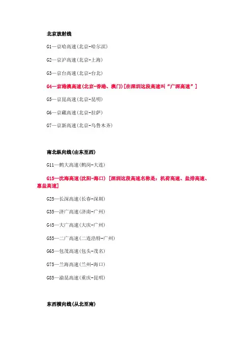 全国高速公路编号对照表2010年9月版